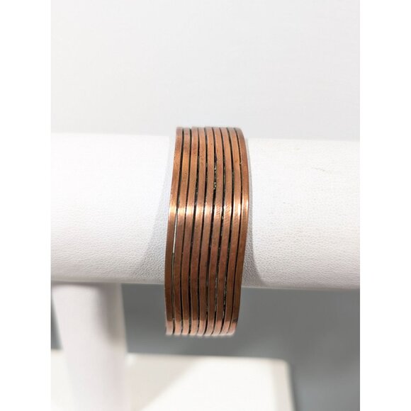 Vintage Copper Multi Bar Cuff Bracelet 6 inches - Picture 1 of 10
